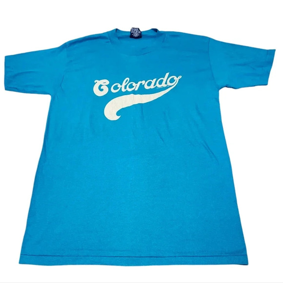 VTG 1980s Colorado T-Shirt Size L | Single Stitch Graphic Tee Made in USA - Picture 1 of 12